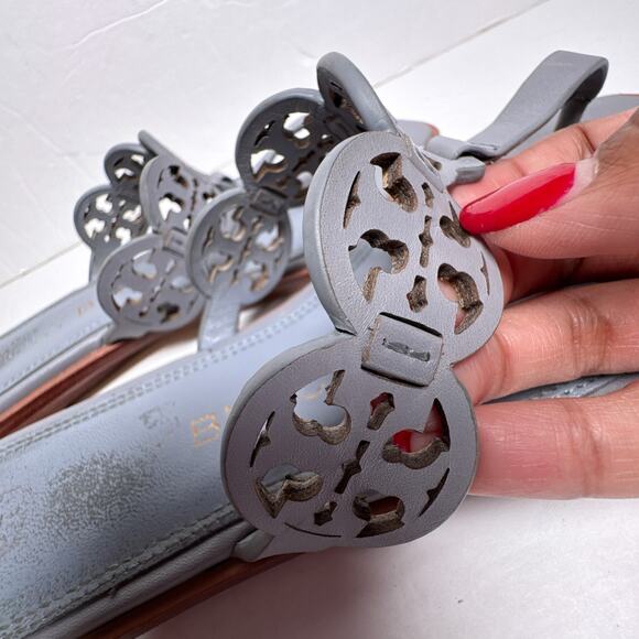 Tory Burch Blue Tiny Miller Square Toe Sandals 7 - Picture 4 of 8